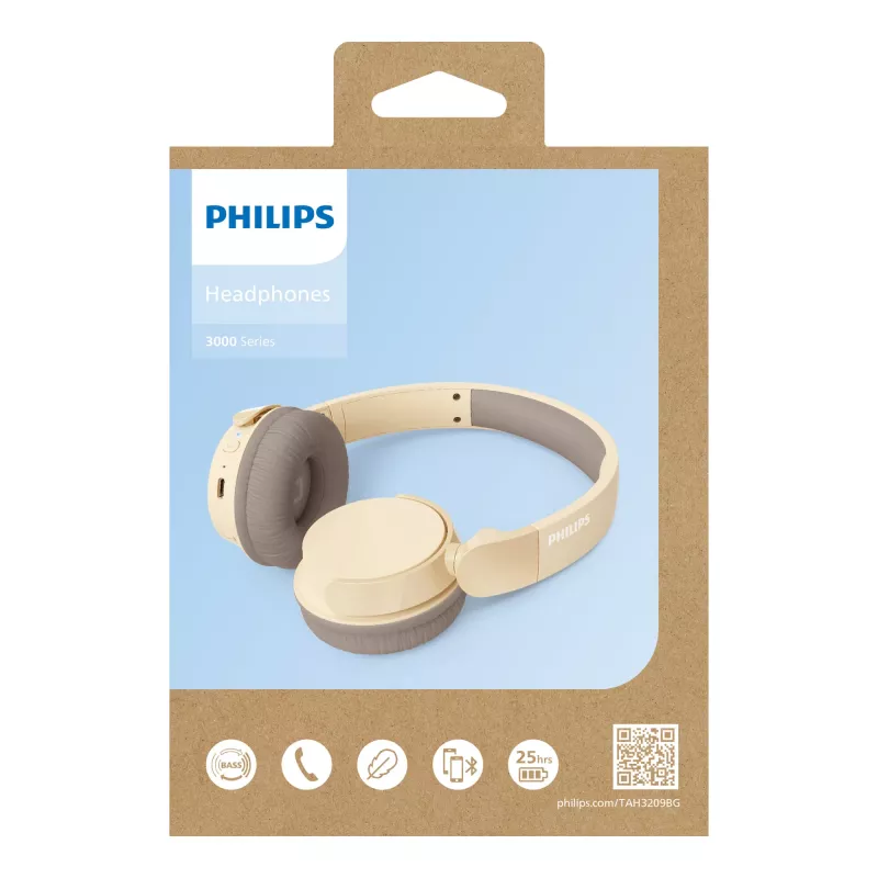 TAH3209 |Słuchawki nauszne Bluetooth Philips z 25-godzinnym czasem odtwarzania - beżowy (LT42250-N0055)
