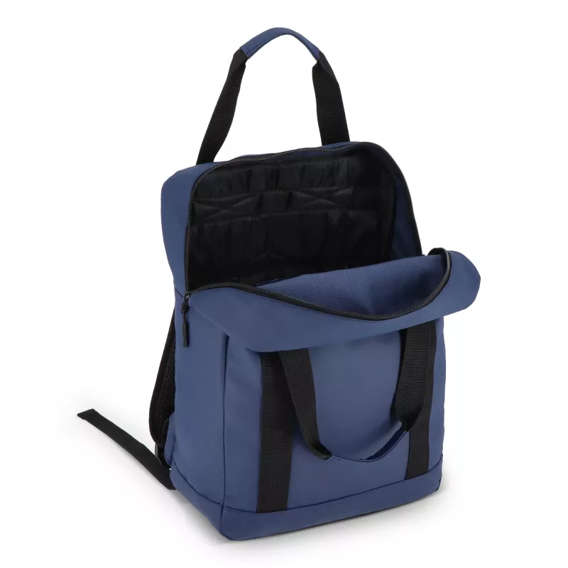 Plecak z powłoką PU, wykonany z materiału R-PET 600D, 27,5 x 12 x 37,5 cm, 12 l - ciemnoniebieski (LT95362-N0010)