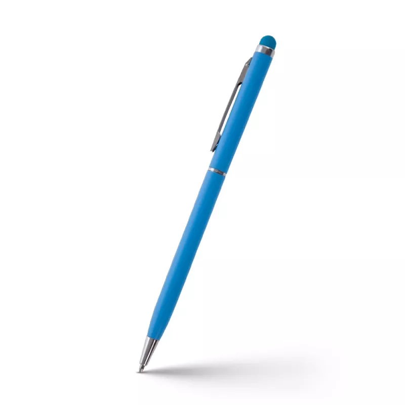 Długopis metalowy matowy z touch pen-em | Dennis - błękitny (V1637-23)