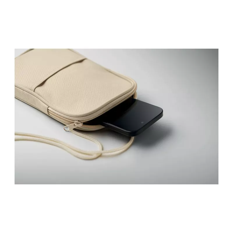 Saszetka podróżna RPET 600D na sznurku KOROVIN POUCH - Bezowy (MO2675-13)