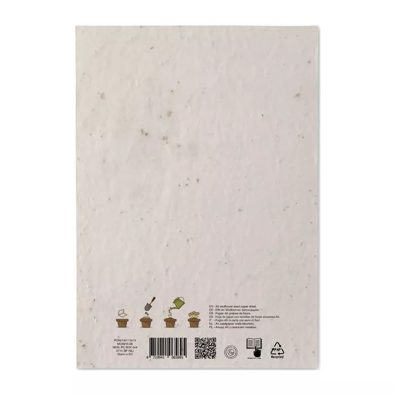 Papier z nasionami kwiatów A5 ASIDE - Bialy (MO6915-06)
