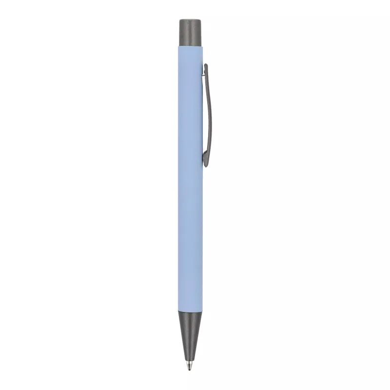 Aluminiowy długopis z eleganckim wykończeniem soft touch New York - pastelowoniebieski (LT87767-N0016)