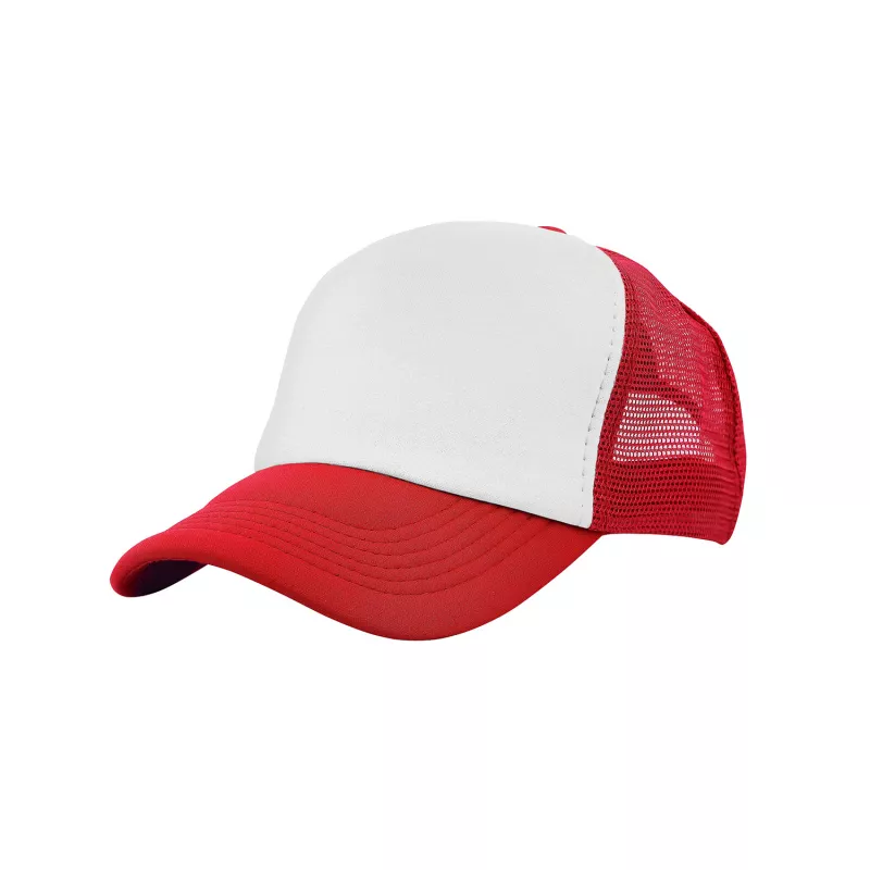 Czapka z daszkiem typu trucker z poliestru 120 g/m² #3803 - biało-czerwona (HW-3803-WHITE/RED)