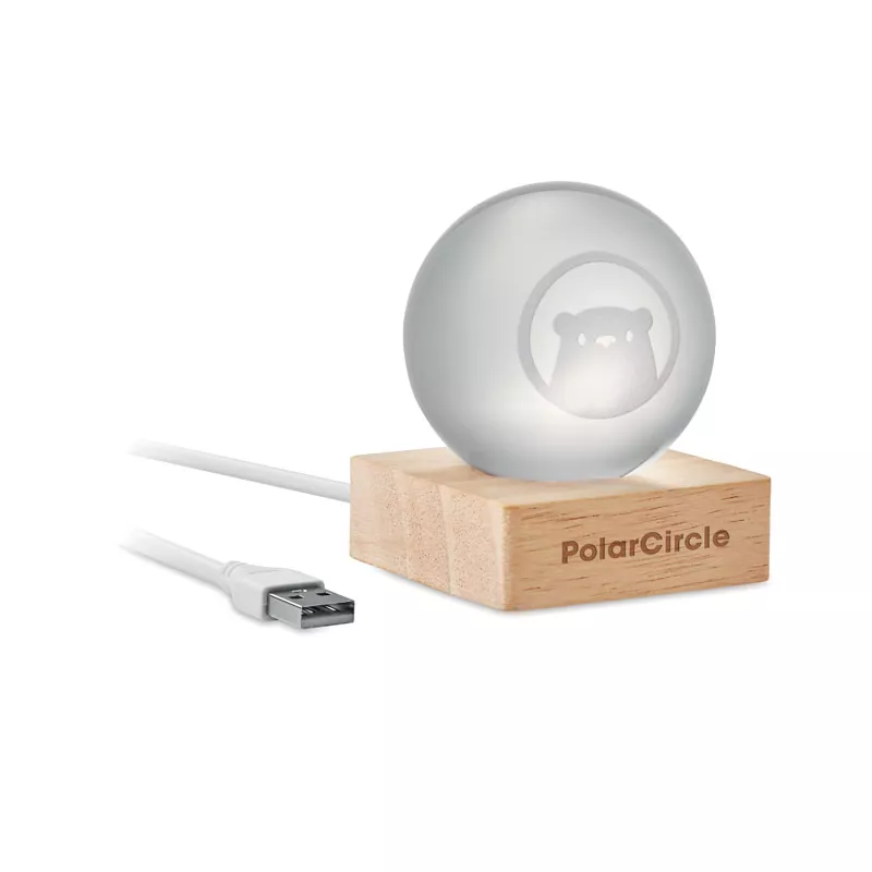 Kula szklana LED na drewnianej podstawie LIGHT - Drewna (MO2689-40)