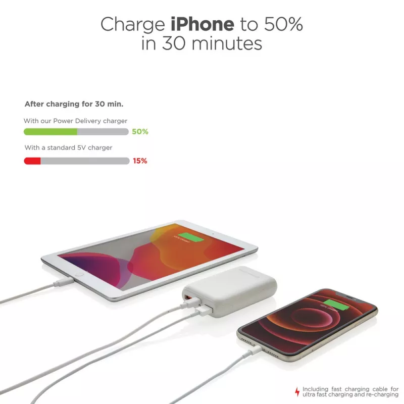 Szybki power bank 10000 mAh Urban Vitamin - biały (P322.703)