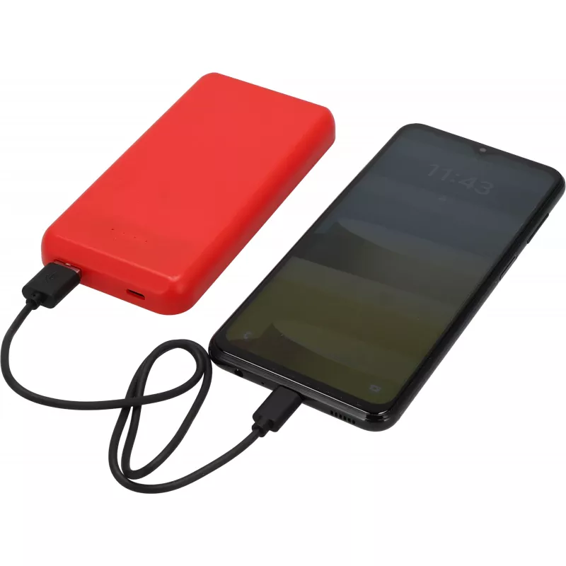 Power bank z ABS z recyklingu 10000 mAh PRESTON - czerwony (3549405)