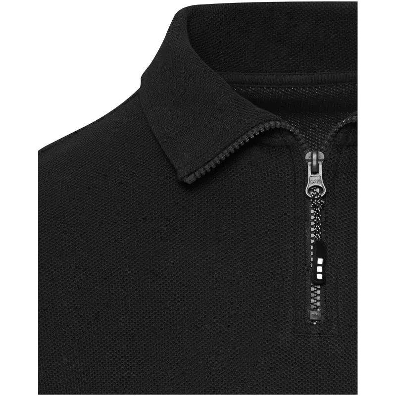 Zeus koszulka polo z zamkiem do połowy i długimi rękawami, uniseks - Czarny (39551-BLACK)