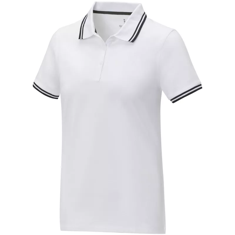 Damska koszulka polo Amarago z kontrastowymi paskami i krótkim rękawem - Biały (38109-WHITE)