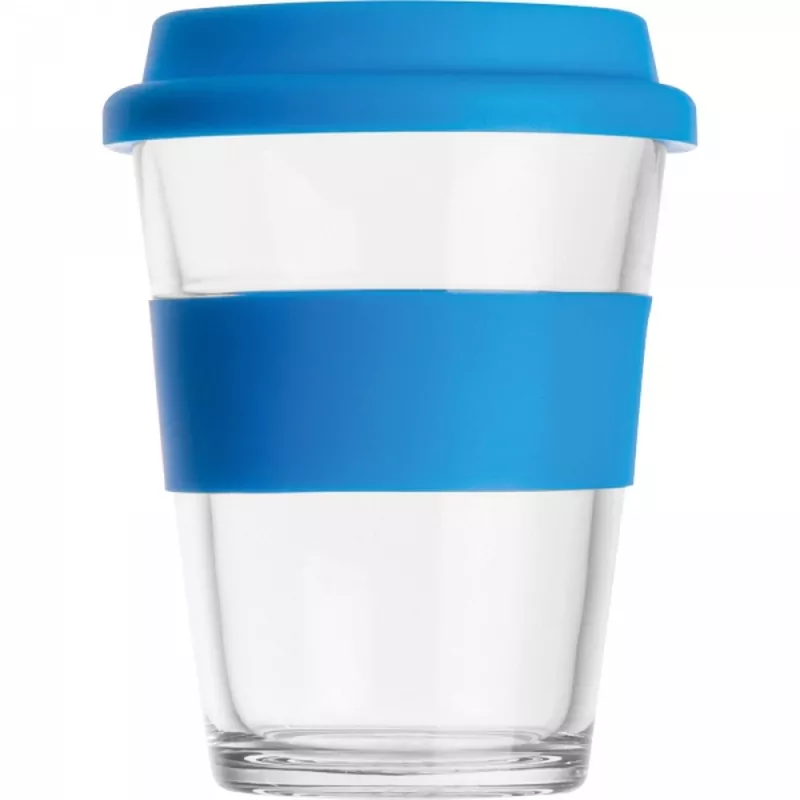 Kubek szklany z pokrywką 300 ml AMANDA - niebieski (6257204)