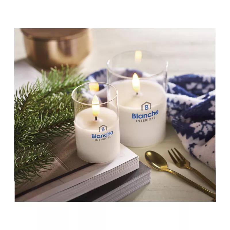 Świeca LED z wosku w szklanym pojemniku XANDLE+ - Bialy (MO2366-06)