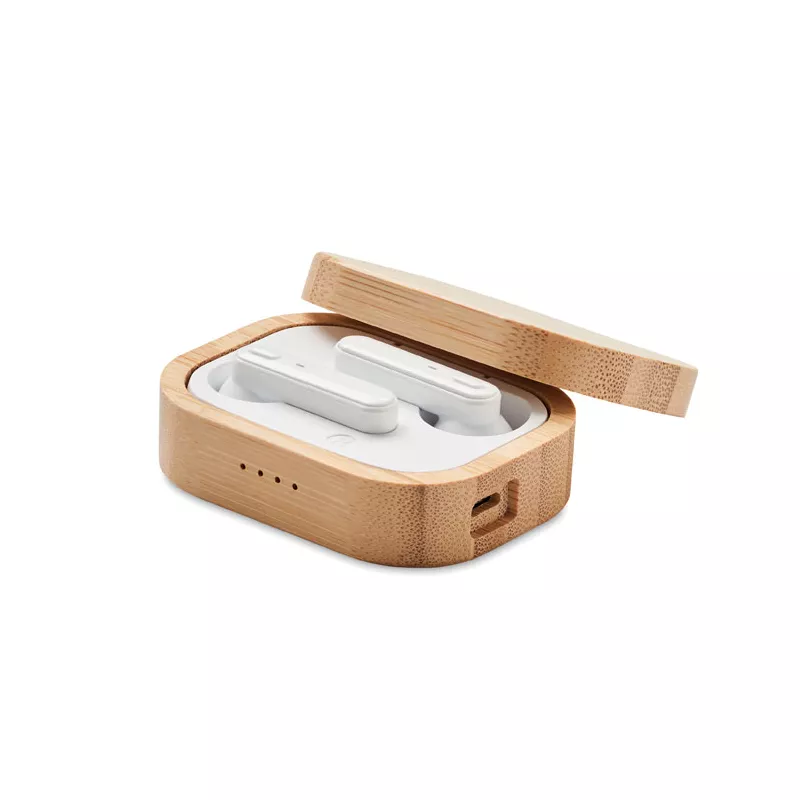 Słuchawki TWS w bambusowym etui JAZZ BAMBOO - Drewna (MO6780-40)