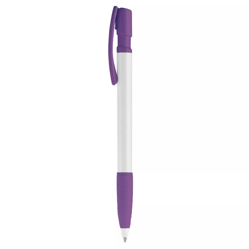 Długopis plastikowy Nash Grip - biało / purpurowy (LT80801-N0172)