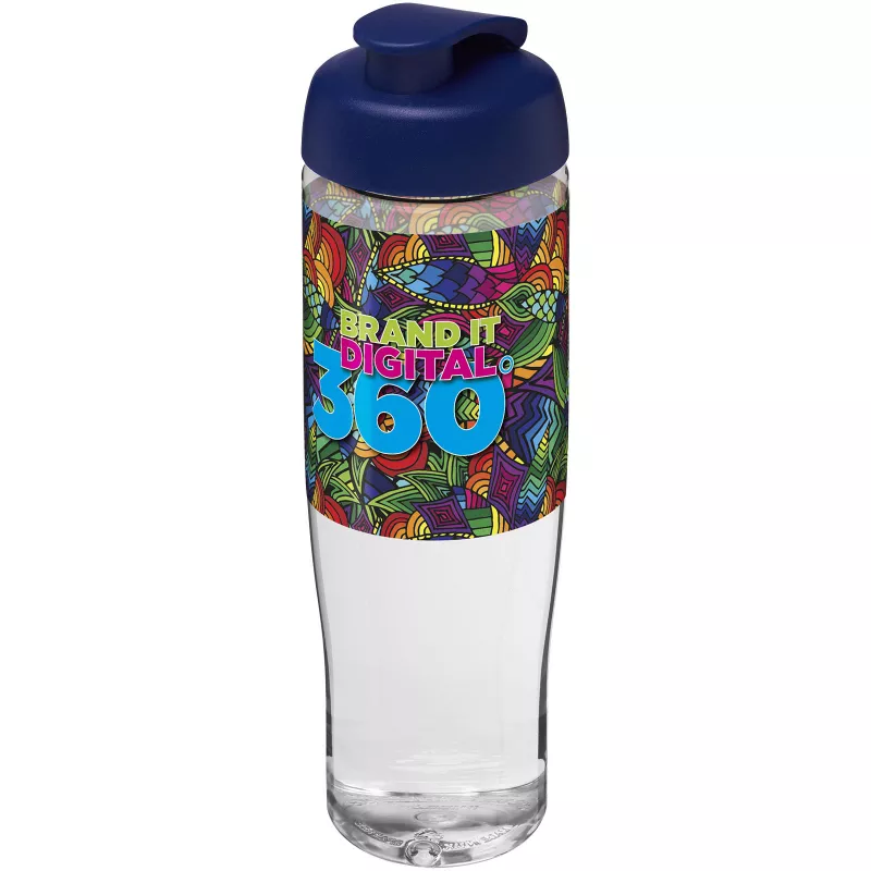 Bidon H2O Tempo® o pojemności 700 ml z wieczkiem zaciskowym - Niebieski-Przezroczysty (21004002)