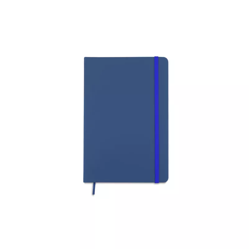 Niebieski notes w twardej okładce z gumką i wstążeczką do zaznaczania