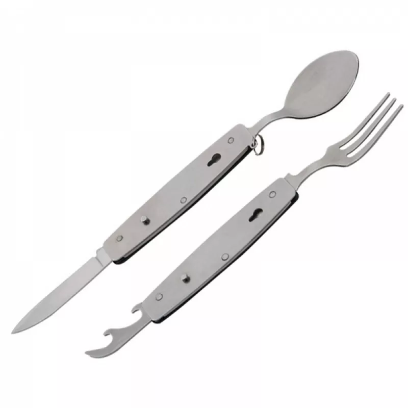 Sztućce kempingowe stalowe PAMPLONA - czarny (081603)