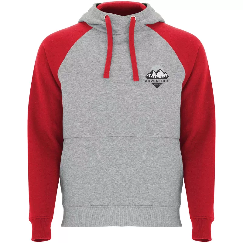 Badet dwukolorowa bluza z kapturem unisex - Czerwony-Szary melanż (R1058-H_GREY-RED)