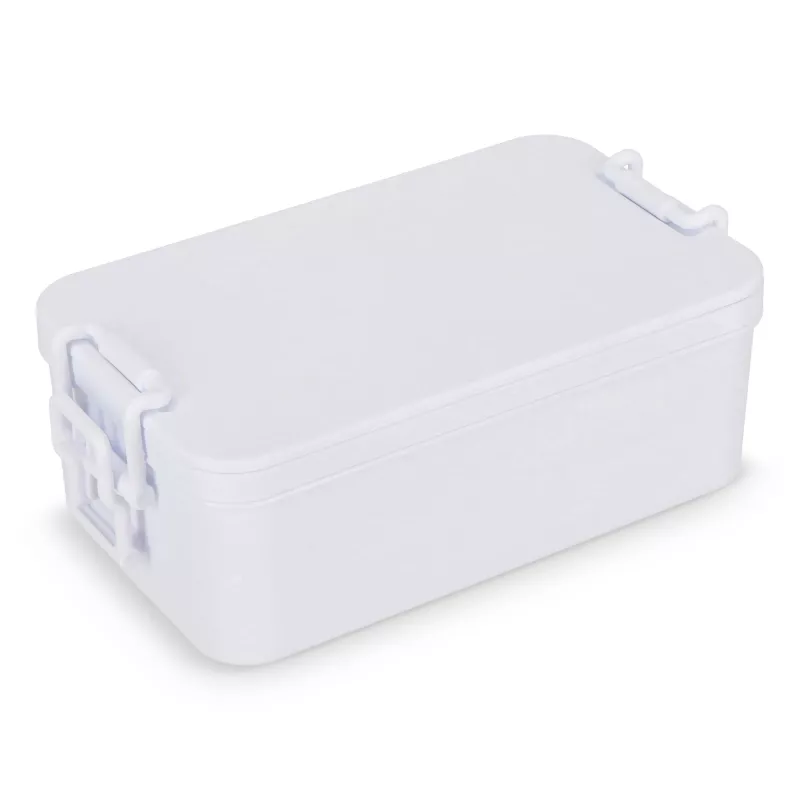 Dwupoziomowe pudełko na lunch z sztućcami - biały (LT90426-N0001)