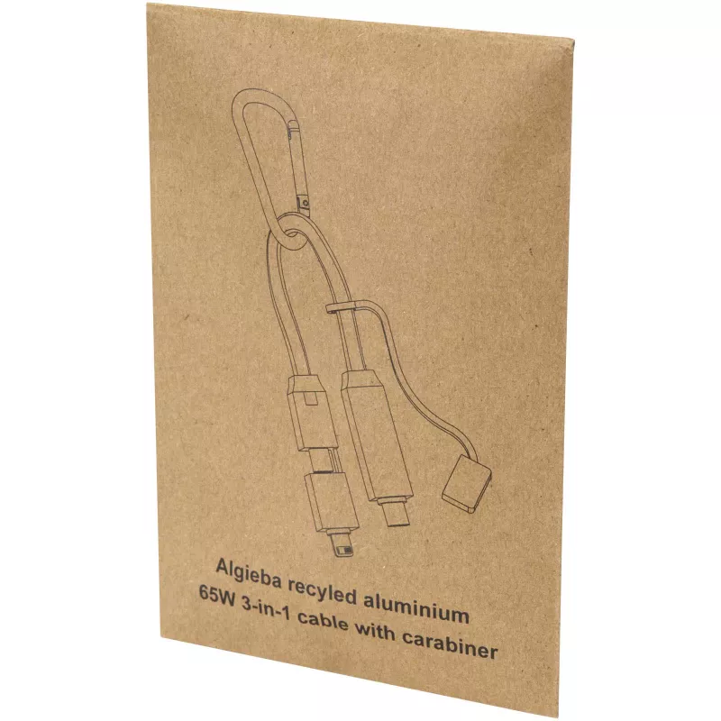 Kabel ładujący Algieba 65 W 5 w 1 wykonany z recyklingowanego aluminium, z karabińczykiem - Czarny (12449790)