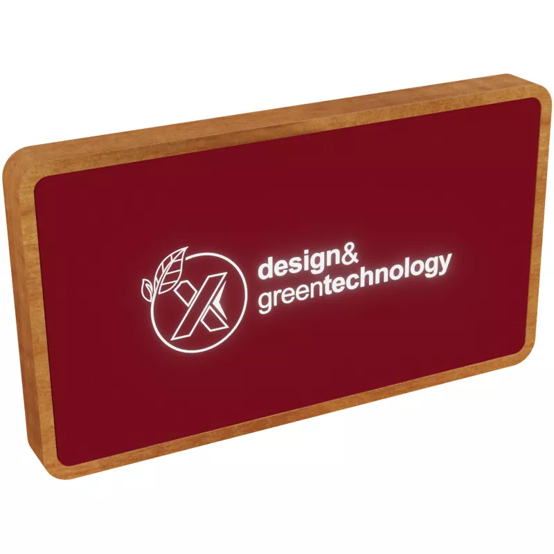 SCX.design P36 podświetlany bezprzewodowy powerbank 5000 mAh - Drewno-Mid red (2PX05921)