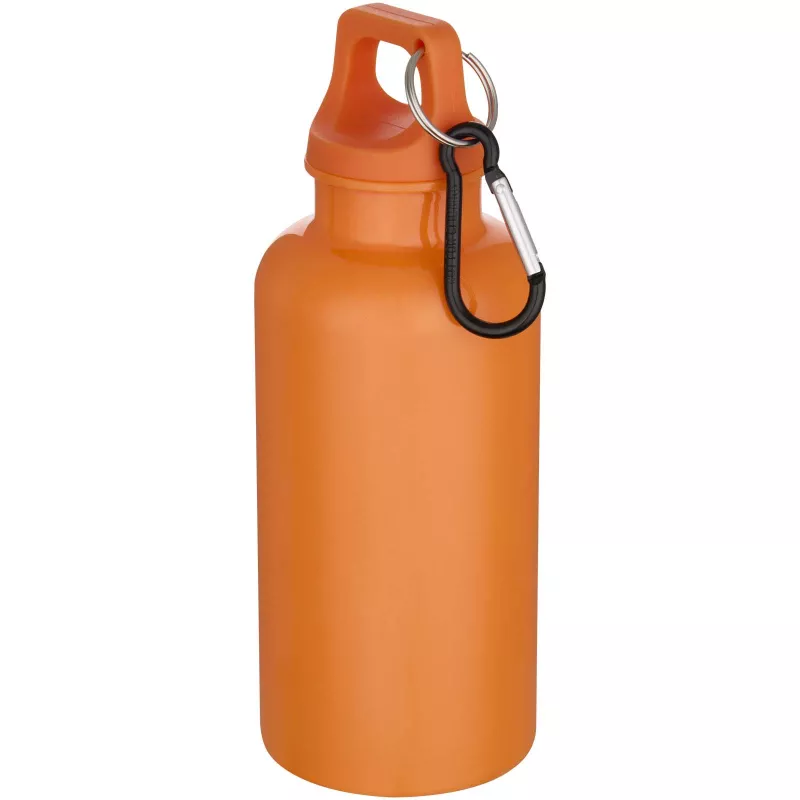 Oregon butelka na wodę o pojemności 400 ml z w jednolitym kolorze z karabińczykiem, wykonana z tworzyw sztucznych pochodzących z recyklingu z certyfikatem RCS  - Pomarańczowy (10086331)