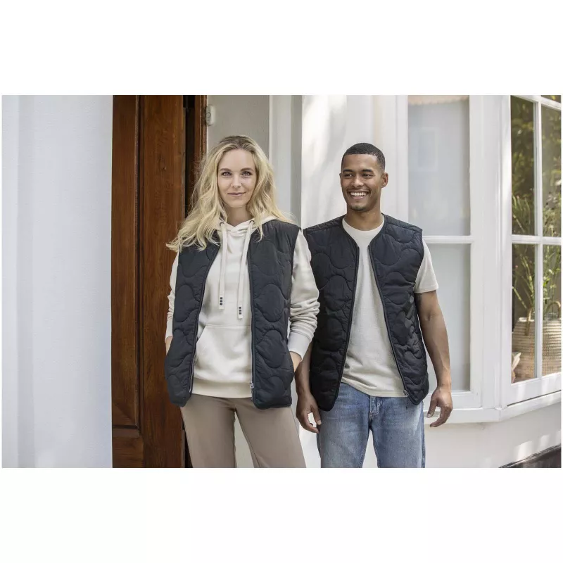 Quartz pikowany bezrękawnik typu unisex z recyklingu z certyfikatem GRS - Czarny (39477-BLACK)