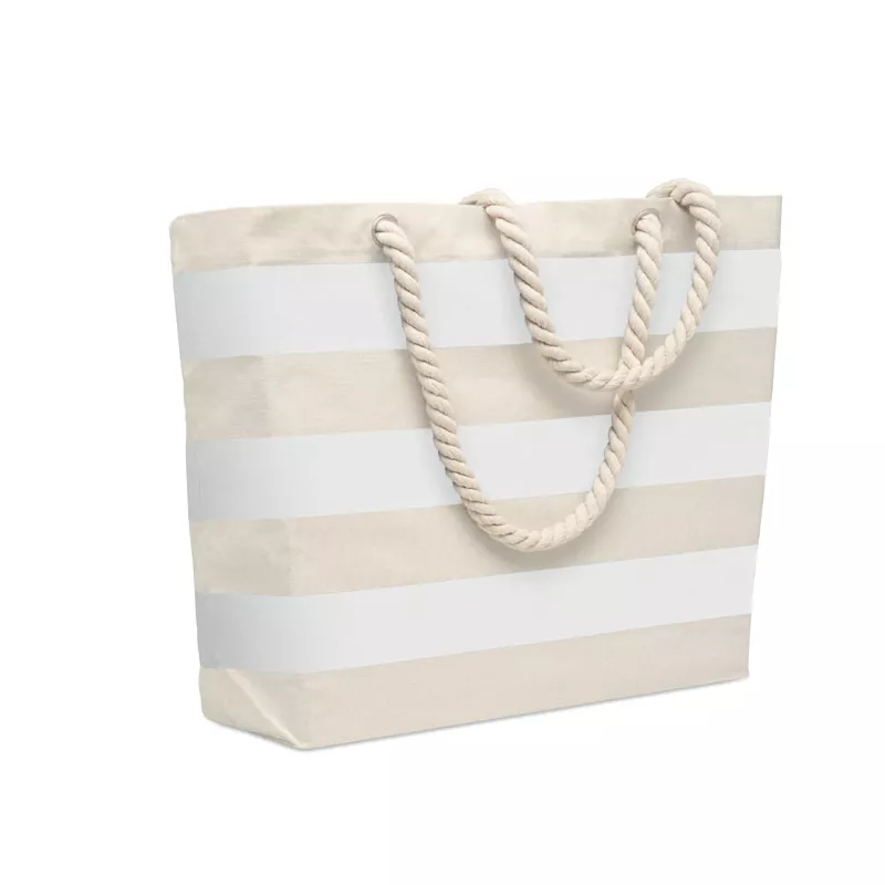 Torba plażowa bawełniana 220 g/m² HEAVEN STRIPE - Bialy (MO2126-06)