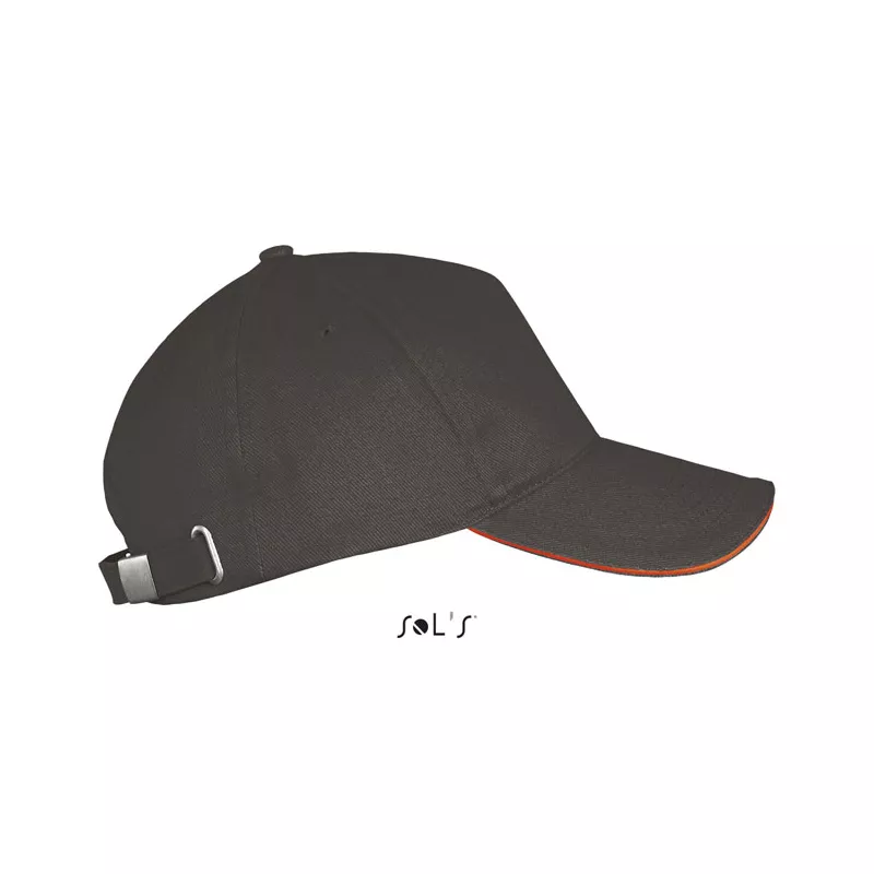 Czapka z daszkiem 5-panelowa 260 g/m² Sol's LONG BEACH - Dark Grey / Orange (S00594-DO)