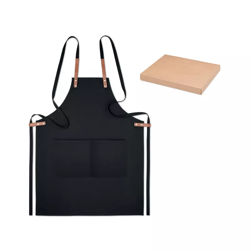 Fartuch z bawełny organicznej 340 g/m² NAGPUR COLOUR - Czarny (MO6261-03)