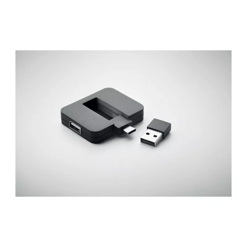 Hub USB 4-portowy z USB-C SQUARE-C - Czarny (MO2254-03)