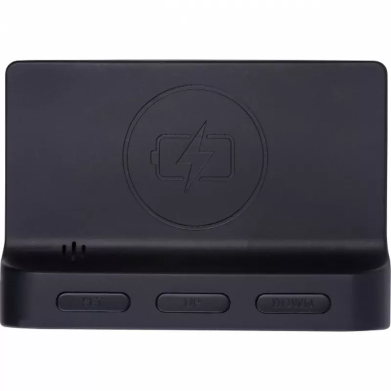 Budzik z bezprzewodową ładowarką ADELAIDE - czarny (532503)