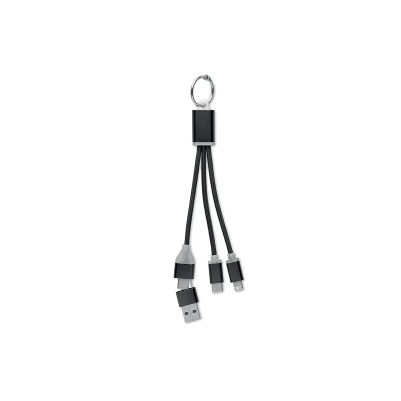 Kabel do ładowania 4 w 1 z brelokiem BLUE - Czarny (MO2141-03)