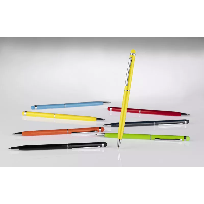 Cienki metalowy długopis reklamowy z touch penem TIN 2 - żółty (19610-12)