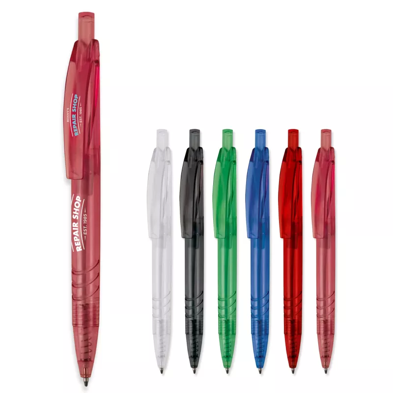 Długopis z plastiku z recyklingu - różowy transparentny (LT87547-N0476)