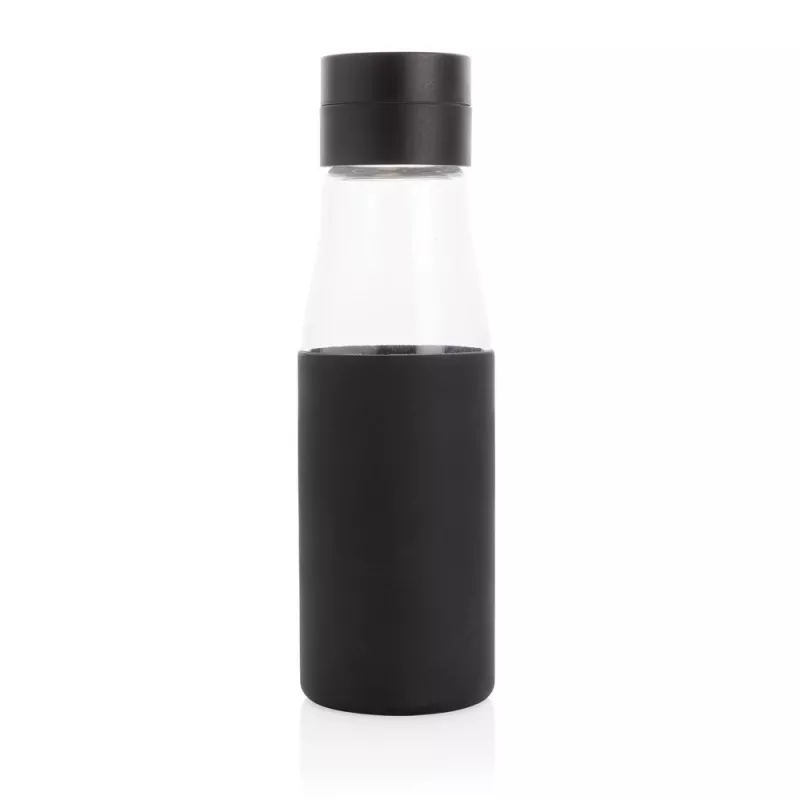 Butelka szklana Ukiyo, monitorująca ilość wypitej wody 650 ml - czarny (P436.721)