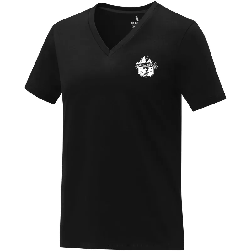 Koszulka damska Somoto z krótkim rękawem i kołnierzem w serek  - Czarny (38031-BLACK)