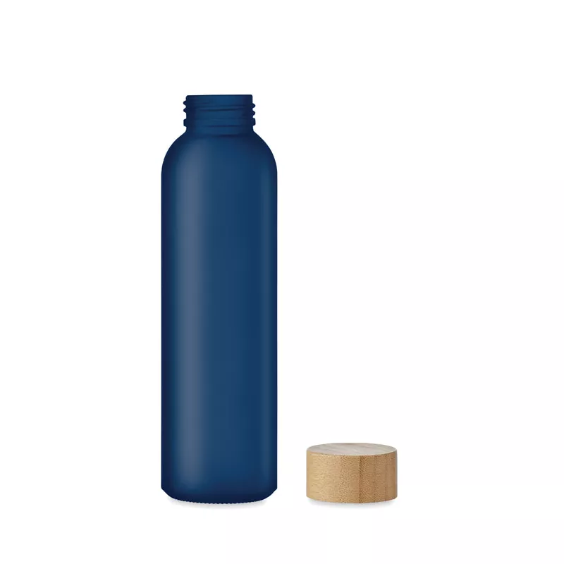 Butelka szklana matowa 500 ml z bambusową zakrętką ABE - Przezroczysty Niebieski (MO2105-23)