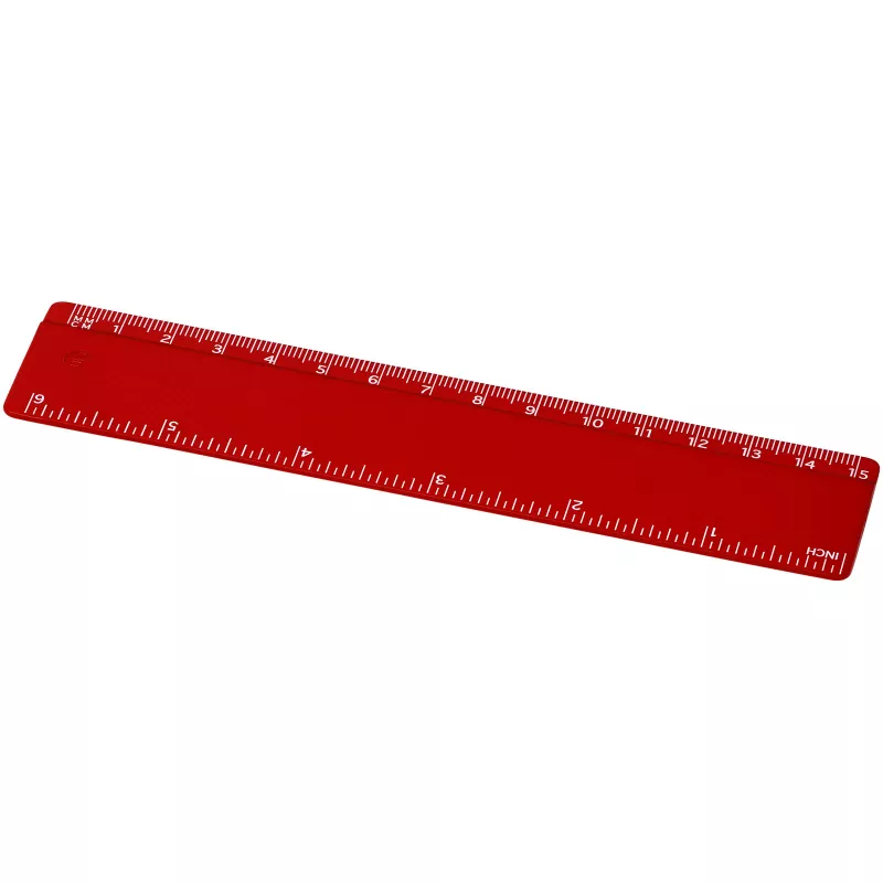 Refari linijka z tworzywa sztucznego pochodzącego z recyklingu o długości 15 cm - Czerwony (21046721)