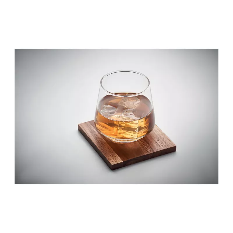 Szklanka do whisky 200 ml z podstawką akacjową DRINKS - Przezroczysty (MO2661-22)