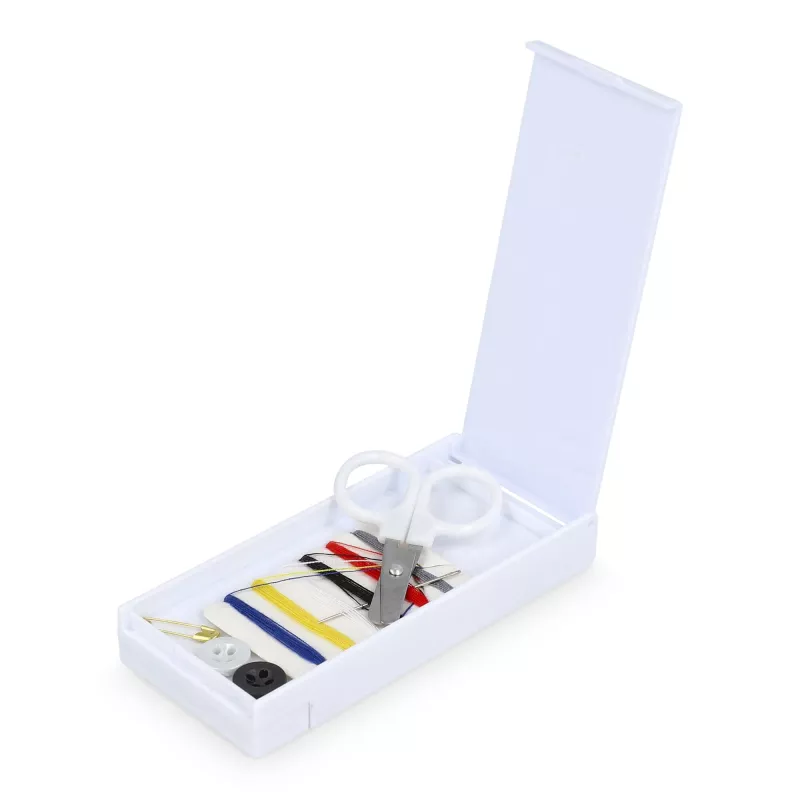 Zestaw podróżny do szycia i opatrunków w pudełku z PP - biały (LT92731-N0001)