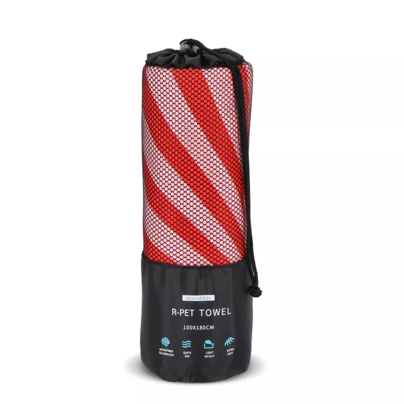 Szybkoschnący ręcznik plażowy R-PET 100×180 cm, sublimacja - czerwony (LT97215-N0021)