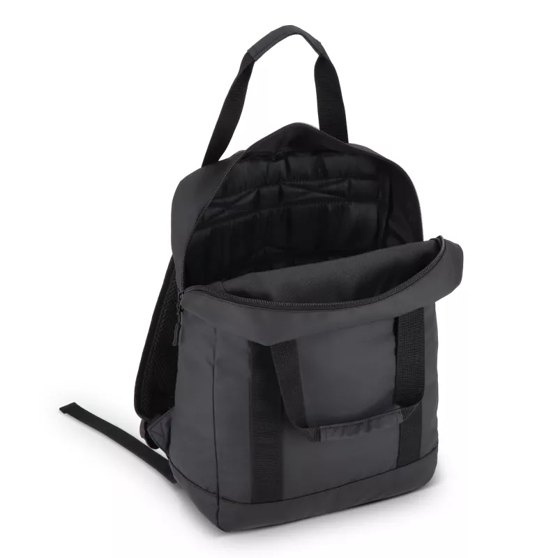 Plecak z powłoką PU, wykonany z materiału R-PET 600D, 27,5 x 12 x 37,5 cm, 12 l - czarny (LT95362-N0002)