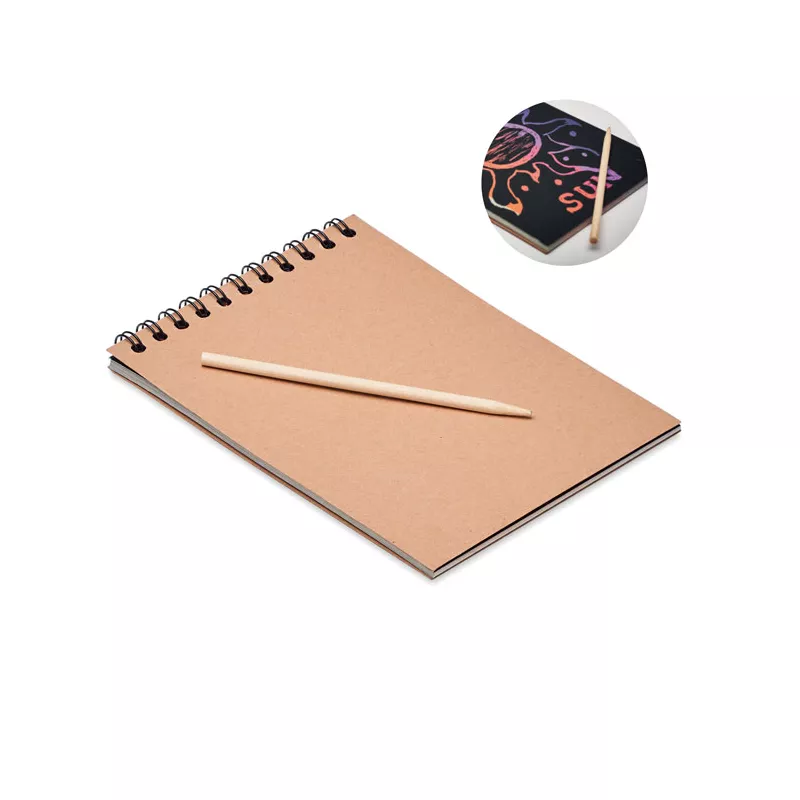 Notes zdrapka 10 kartek z drewnianym długopisem BLACK - Drewna (MO6699-40)
