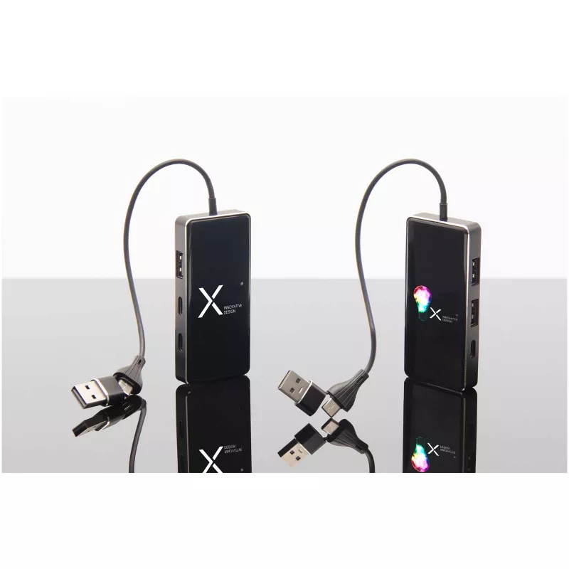 SCX.design H20 koncentrator USB 8 w 1 z podwójnym wejściem i 6 portami - Czarny (2PX16590)