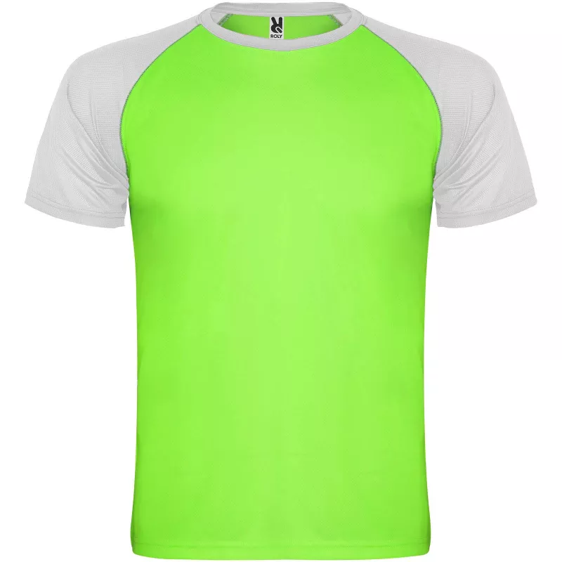 Indianapolis sportowa koszulka dziecięca z krótkim rękawem - Biały-Fluor Green (K6650-FLGREEN-WHITE)