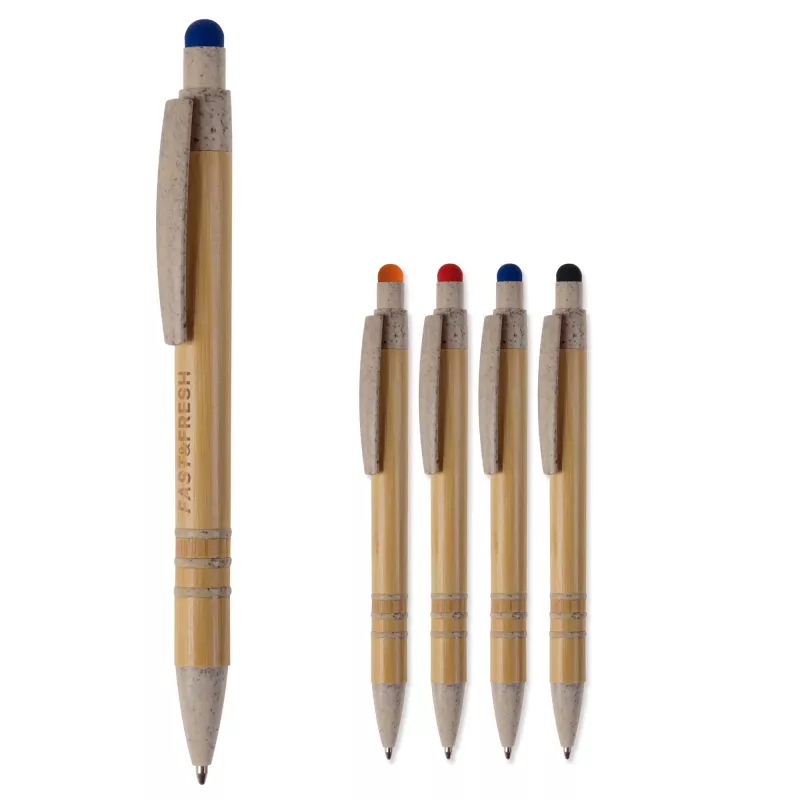 Długopis bambusowo-słomkowy Stylus - beżowo / pomarańczowy (LT87282-N5526)
