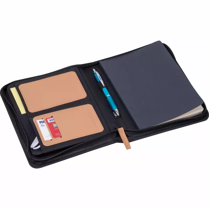 Teczka na dokumenty A5 z RPET z notatnikiem SHANNON - czarny (2543203)