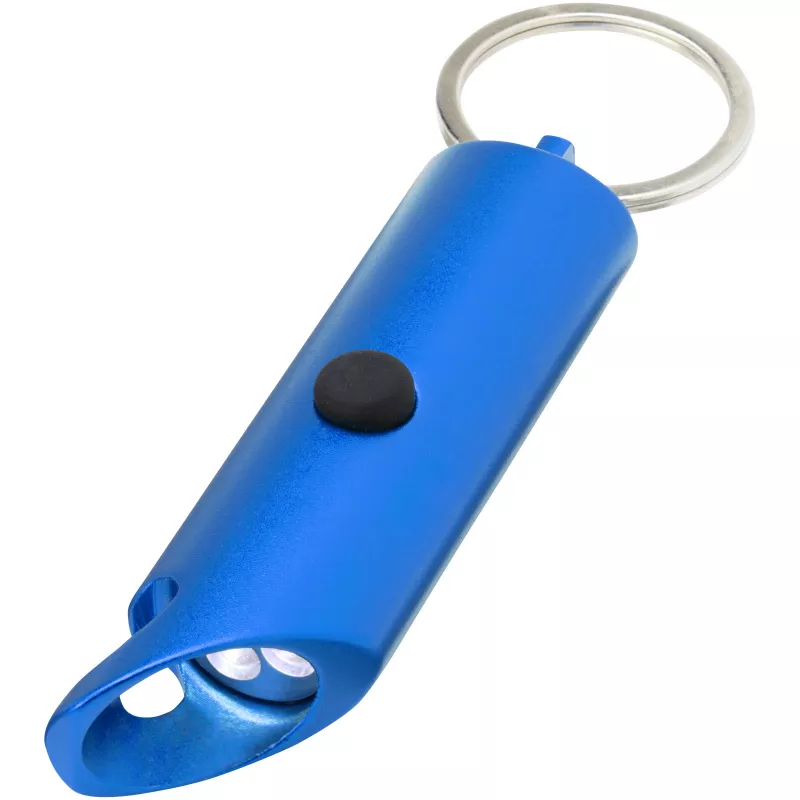 Flare latarka LED i otwieracz do butelek z łańcuchem do kluczy wykonany z aluminium IPX z recyklingu - Błękit królewski (10457453)