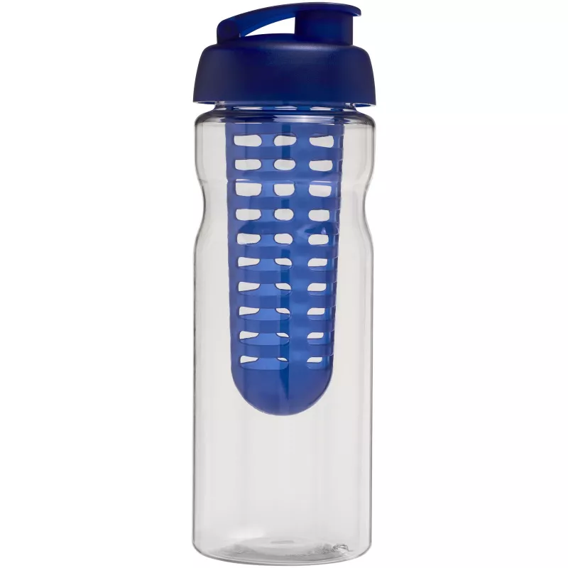Bidon H2O Base® z wieczkiem na zacisk o pojemności 650 ml zmożliwością przyrządzania wody smakowej - Niebieski-Przezroczysty (21004601)