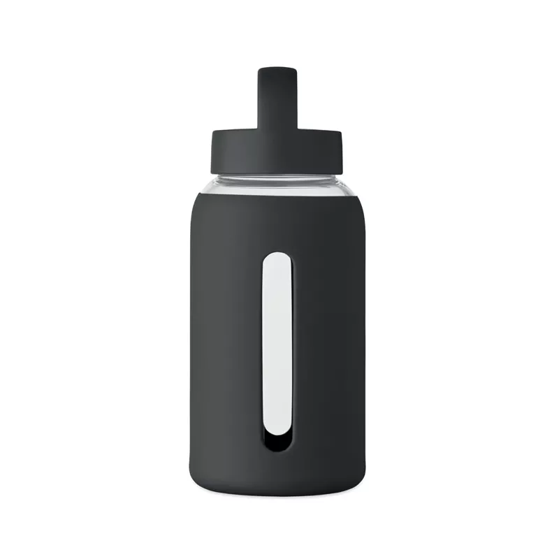 Butelka szklana z pokrowcem 600 ml BORIS - Czarny (MO2912-03)