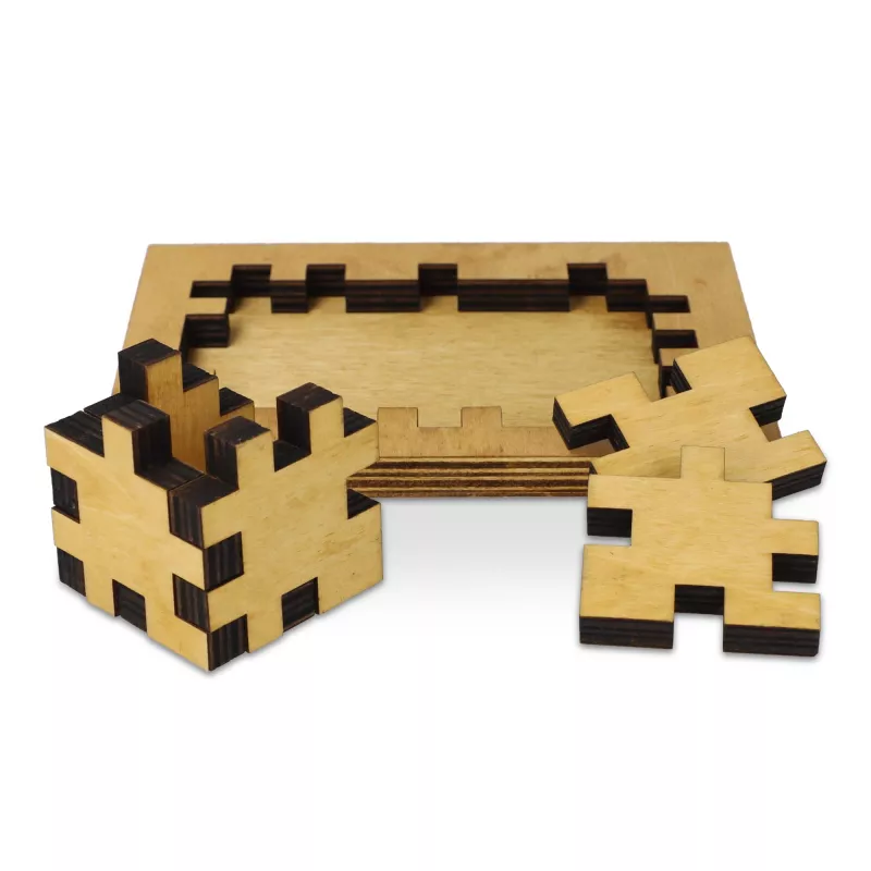 Drewniana kostka puzzle - drewniany / jasny (LT90758-N9393)